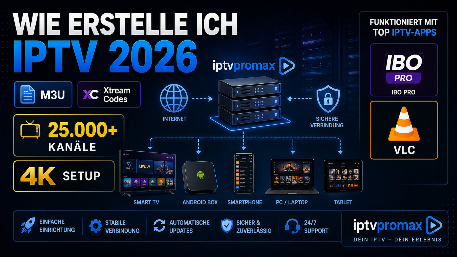 Wie erstelle ich IPTV M3U Xtream Codes setup iptvpromax